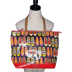 Nine West Tote Bag Shoe Print Whimsical Chic Shopper's Multicolor Maximalist